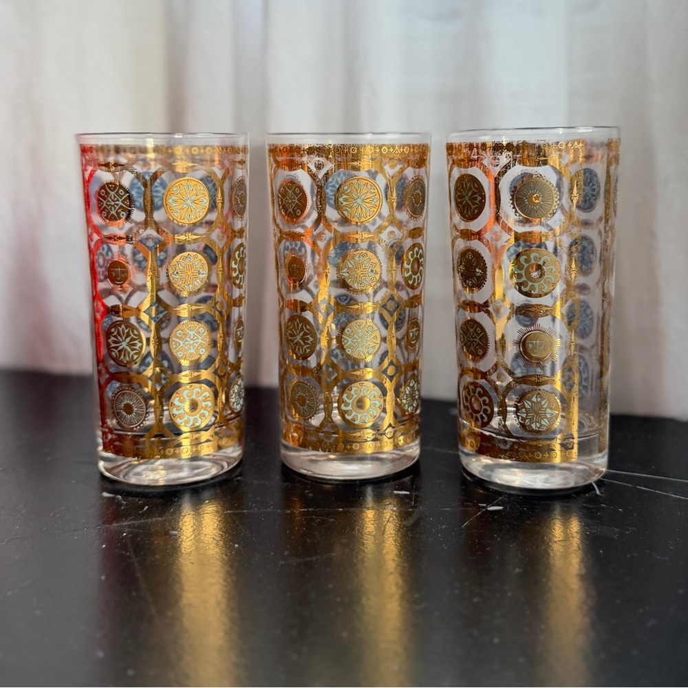 Vintage Culver Ltd. high ball glasses set of 3 signed